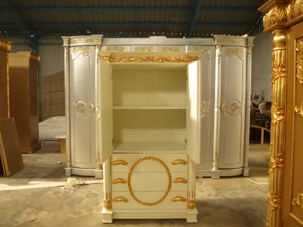 Spacious teak wardrobe for bedroom furniture - classic design